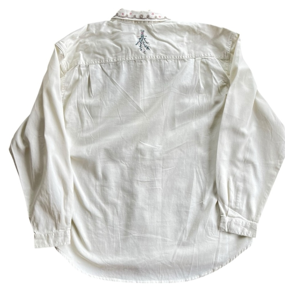 Vintage 2pc Northern Reflections Tan Embroidered Sweater Vest Long Sleeve Shirt - Picture 7 of 13